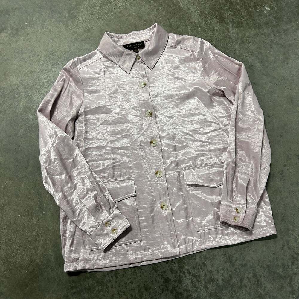 Current Air Los Angeles Pink Shimmer Button Down Shirt Jacket Size XS